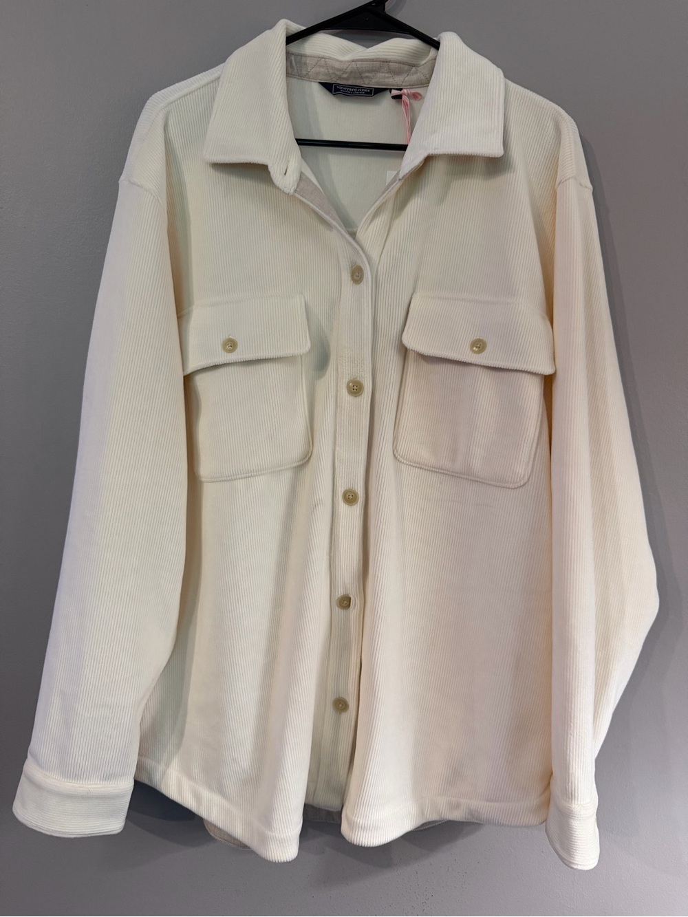 Vineyard Vines Cream Button-Front Long Sleeve Shirt Jacket